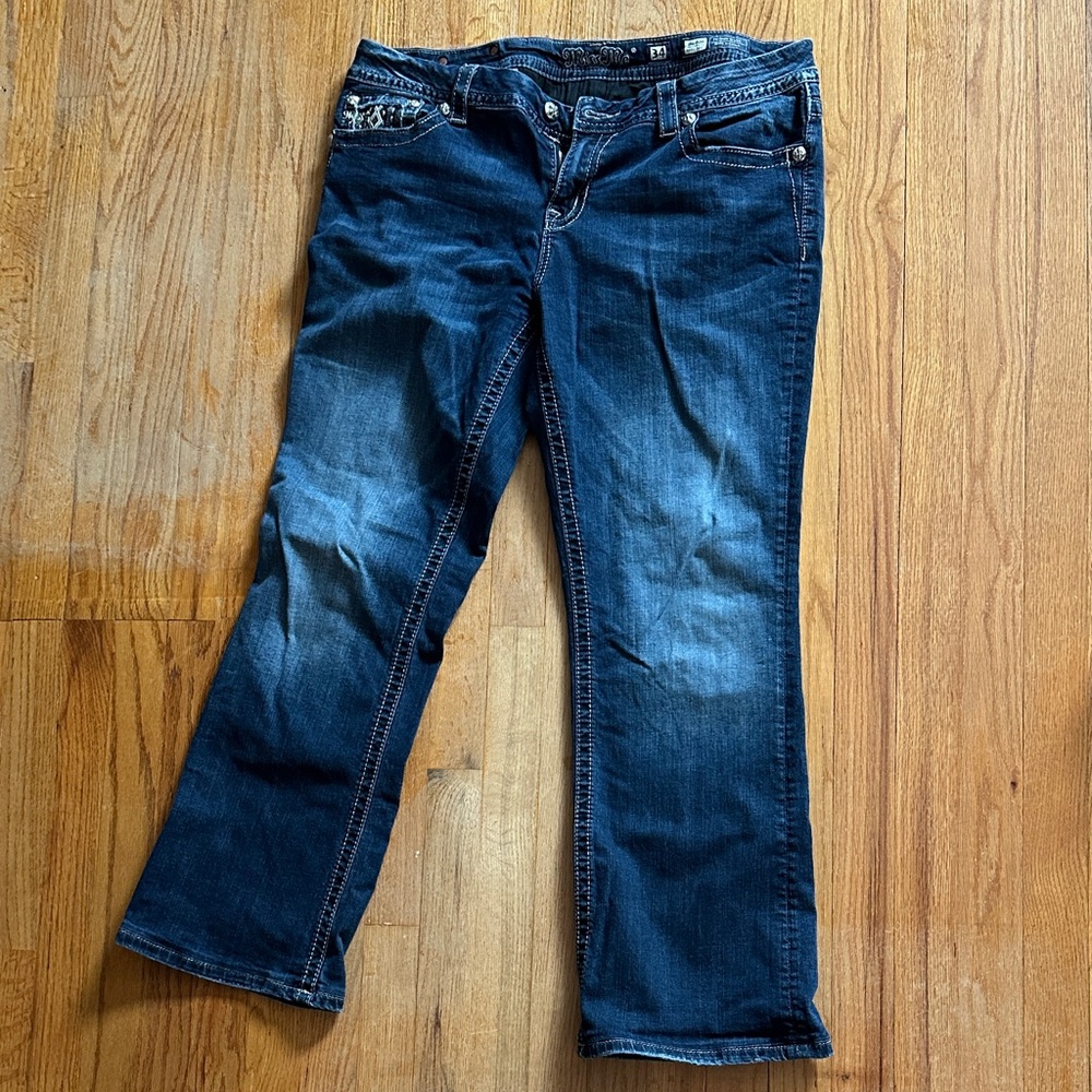 Miss Me Indigo Boot Cut Jeans with Embellished Pockets